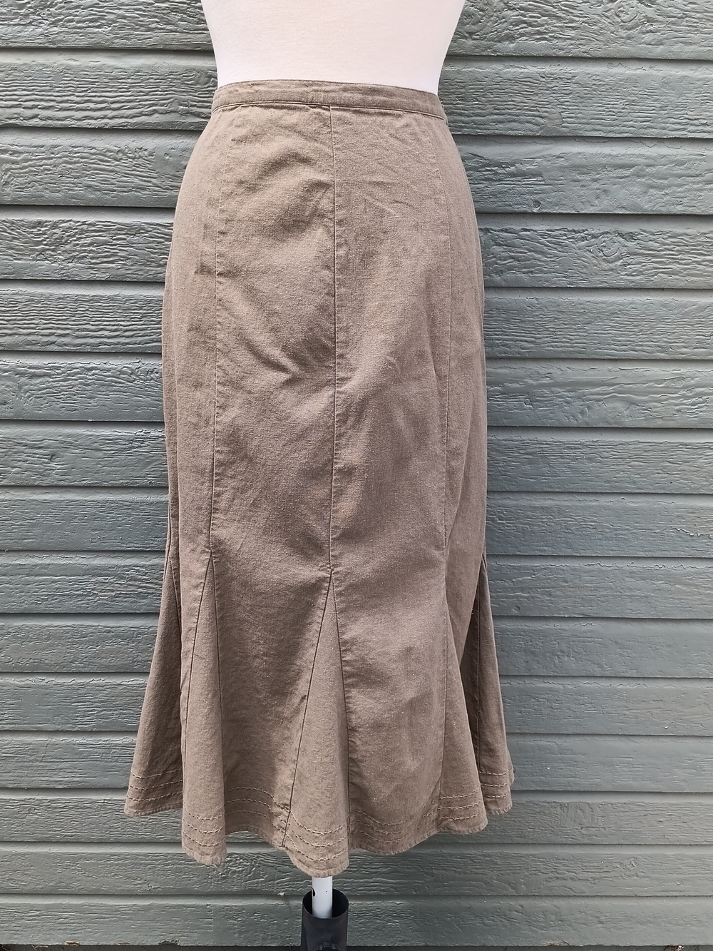 Christopher & Banks Taupe Flared Maxi Skirt